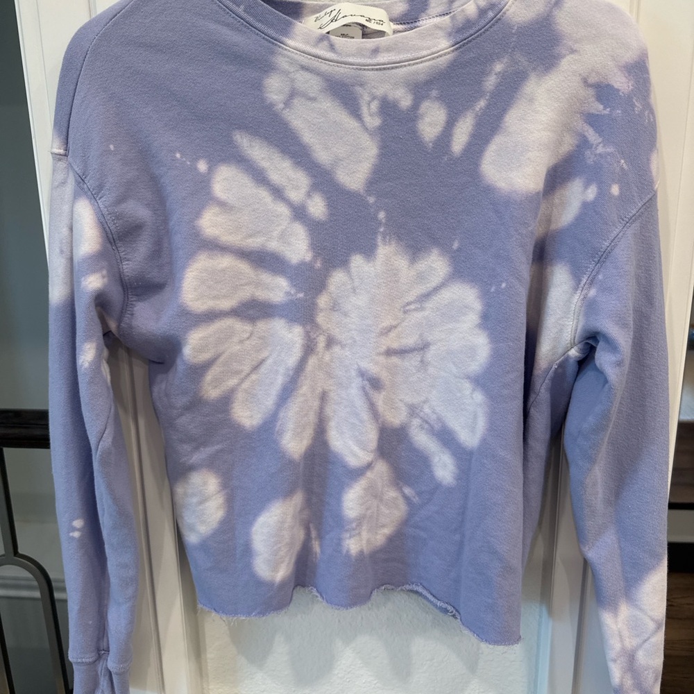 Vintage Havana Purple Tie-Dye Cropped Sweatshirt Women’s Medium - Picture 2 of 4